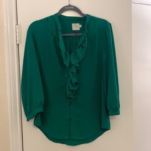 HD in Paris flounce Henley blouse anthropolgie